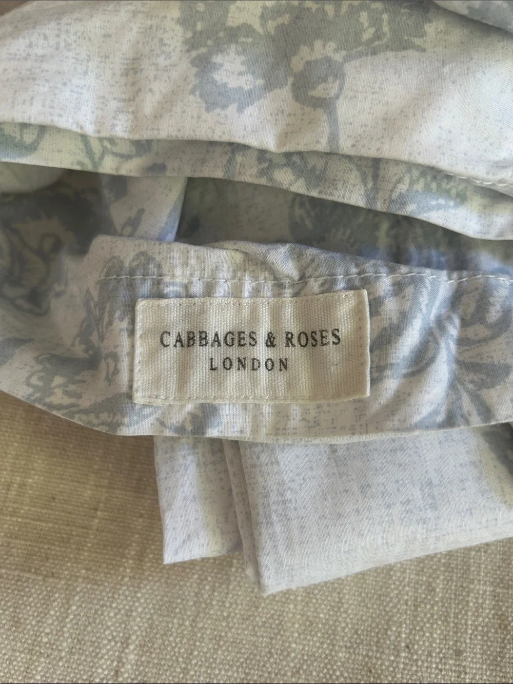 Cabbages & Roses Duvet Cover Blue Floral Queen Coastal Reversible Shabby Chic - Picture 3 of 12